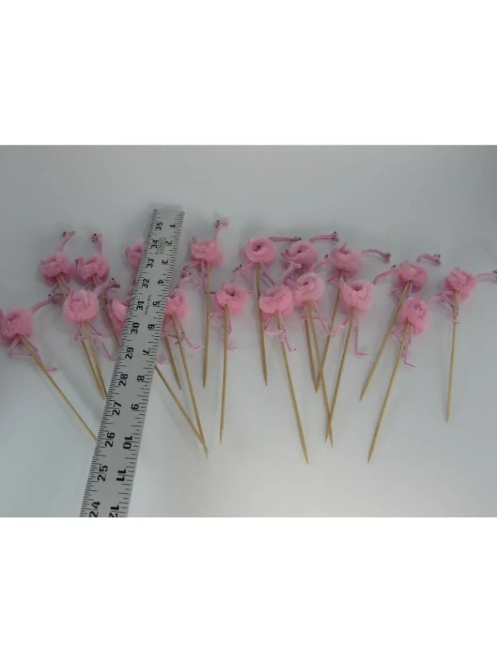 18 Chenille Bird Picks Pink Ostrich Flamingo Pick Appetizer 27765 Vintage